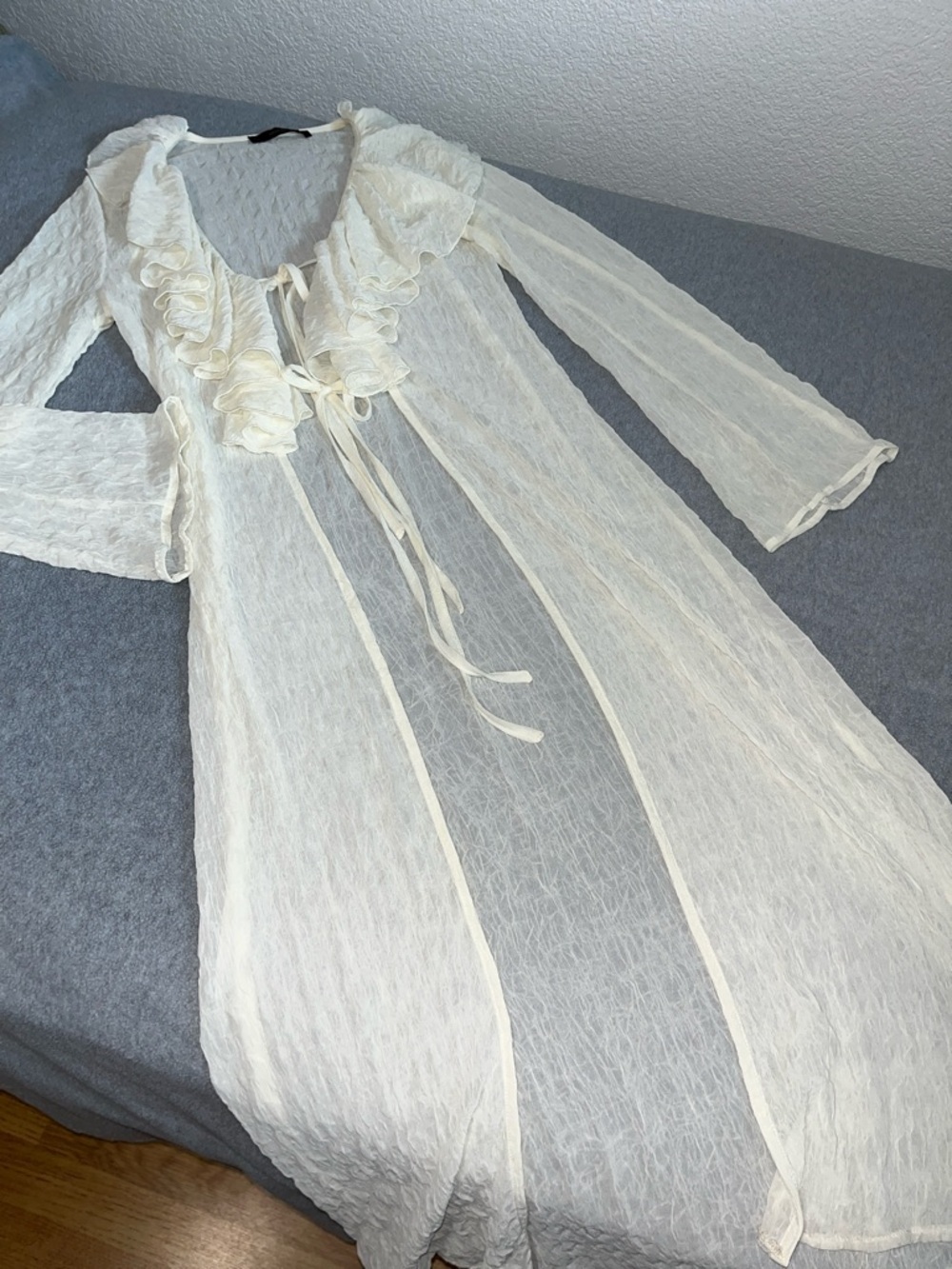 Sheer Ivory Kimono Duster Robe Small Fairy Ethereal Renaissance Festival